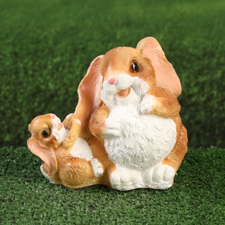 Garden figure "Hare with a hare" 16cm-1