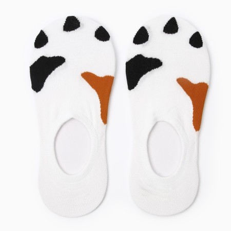 Women's socks invisible, white/paw, size 36-40