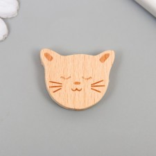 Бусина для творчества дерево "Котенок" 3,1х2,5 см