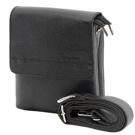 Male bag, genuine leather, black 17x5x18 cm