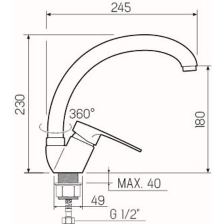 Kitchen mixer "RMS" SL52-011F, single-leaf, cartridge 40 mm, zinc, chrome-3