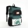 Youth backpack from textiles, 2 pockets, black/green color