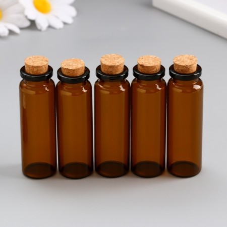 Decor for creativity Glass "A bottle with a cork" set of 5 pcs 15 ml 7x2.2x2.2 cm color color tea