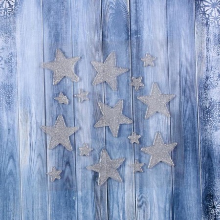Stick on glass "Silver stars" (set 15 pcs) 18.5x18.5 cm