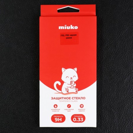 MIUKO protective glass for itel P55, full glue, black frame-3