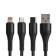 Cable 3 in 1, microUSB/type -C/Lightning - USB, 3 A, 1.25 meters, black