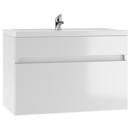 Tumba Iceberg Classic under the Mario 80 sink, suspended, with one box