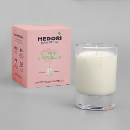 Aromatic candle in a glass of Medori "Cherry Citronella", Cherry and Citronella-2