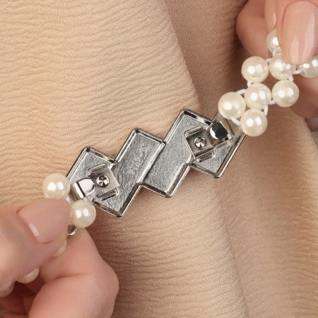 Picking for curtains "Geometry", gum pearls, 2.2 × 7.5 cm, 2 × 45 cm, white color-3