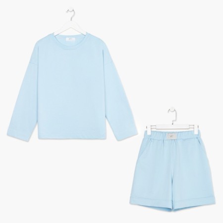 Women's costume (sweatshirt and shorts) Mist, p. 40-42, blue-3