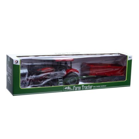 Tractor inertial "Farmer" with trailer and interchangeable buckets, burgundy color-5