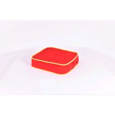 Mobile pillow-bundle, size 40 × 40 cm, red/yellow, velor