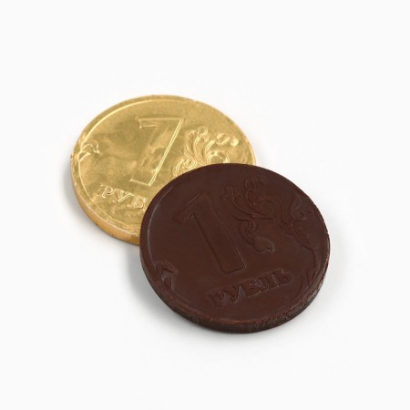 Chocolate coin of "fulfillment of desires" on a postcard, 6 g.-1