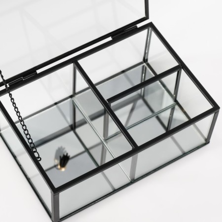 Casket Glass with a metal frame "Easiness with a brush" Transparent 13x18x6.8 cm-2