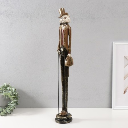 Polystone souvenir "Cat in a cylinder hat with a cane" 10x12x65 cm-3
