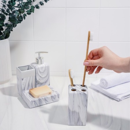 A set of accessories for the bathroom "Marble", 4 items (dispenser, soap dish, 2 glasses)-6