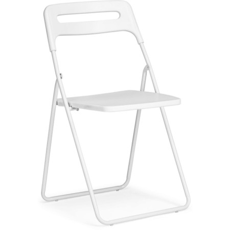 Fold plastic stool, metal/plastic, white 43x46x81 cm