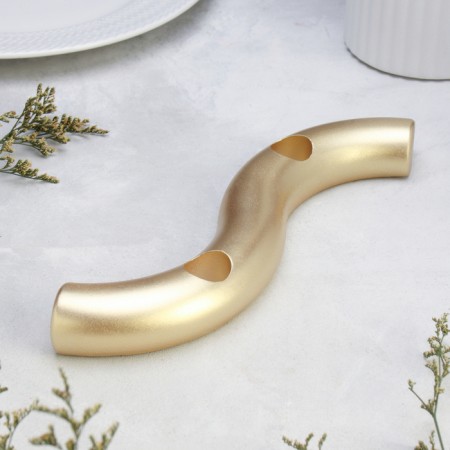 Summary "Waves" for two candles from gypsum, 25x6x3cm, gold-1