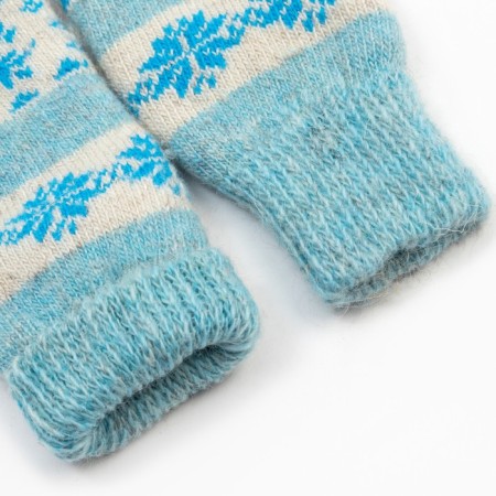 Women's woolen mittens “deer with a snowflake”, blue color, size 20-22-2