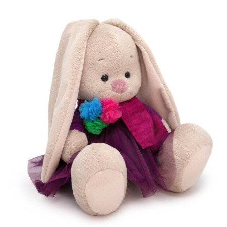 Soft toy "Bunny mi in a dress and a scarf with pompons", 23 cm-1