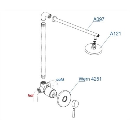 The shower system waserkraft a12497, built -in, tropical shower, chrome-2