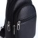 Male sling bag, artificial leather, headphone opening, black color