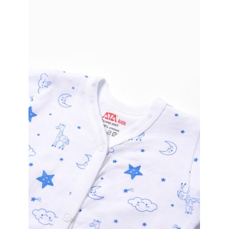 Body baby with a long sleeve "Giraffes", white/blue color, height 68-1
