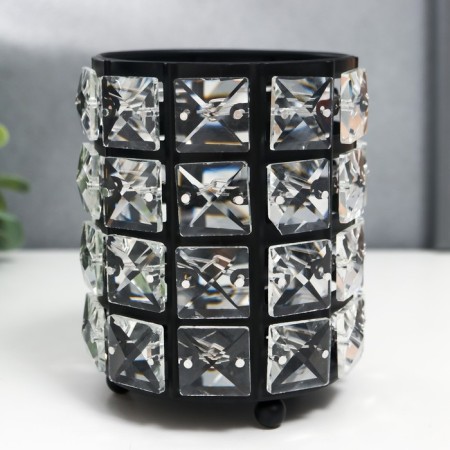 Summary Metal for 1 candle "Crystals" cylinder black 12x9x9 cm-2