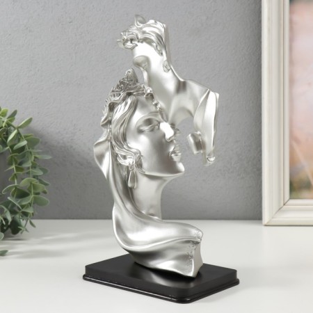 Polystone souvenir "Girl in a scarf and young man" silver 16.3x10.5x26 cm-3
