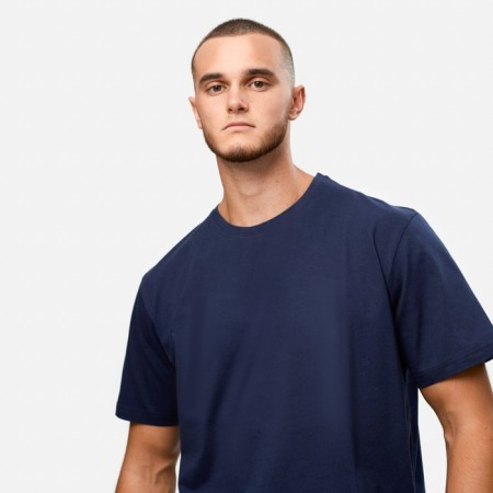 T-shirt masculine, dark blue color, print, size 46 (m)-1
