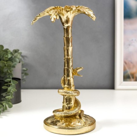 Souvenir Polystone Squint "Snake on Palma" gold 31x13.5x13.5 cm-2