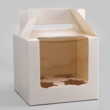 Кондитерская складная коробка для 4 капкейков, белая 16 х 16 х 14 см