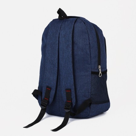 Male backpack on a zipper, 3 outer pockets, blue color-3