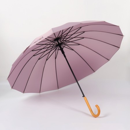 Umbrella - semi -automatic “pastel” cane, 16 knitting needles, r = 52 cm, pink color-2