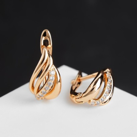 Earrings with rhinestones "magic" of plexus, white color in gold-1