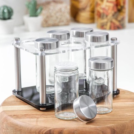 Set for spices on the high-tech stand, 19 × 21.5 cm, 90 ml, 4 × 9.5 cm, 6 pcs-1
