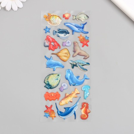 Plastic sticker "Pigamal. Sea residents" 9.5x24.5 cm-1