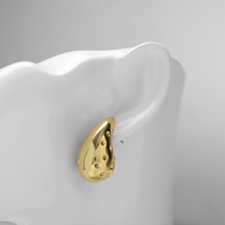 Earrings metal "drop" acacia, color gold-2