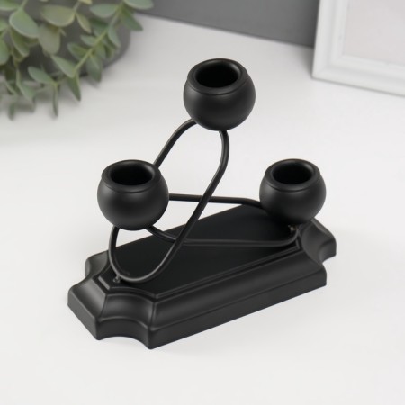 Summary Metal for 3 candles "Mollekules and ovals" black d = 2.5 cm 8x16x14 cm-3