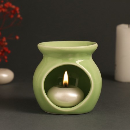 Aroma lamp ceramics "Rejoice yourself" light green 7.2x7.2x7.8 cm-5