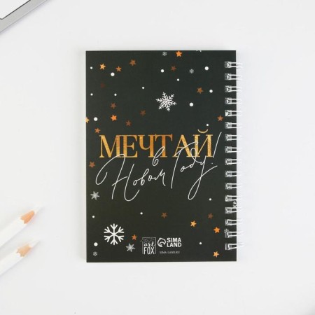 Gift New Year's set “Shine in the New Year!”: Notepad on Spiral, A6, 32 sheets and 2 pencils-5