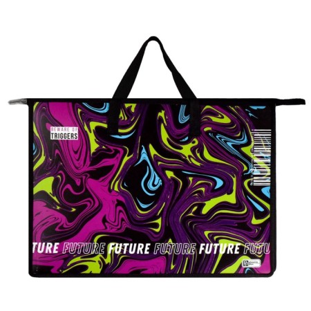 Folder for drawings and drawings A3, 450 x 330 x 90 mm, handles, plastic, zipper on top, phoenix acid style-3