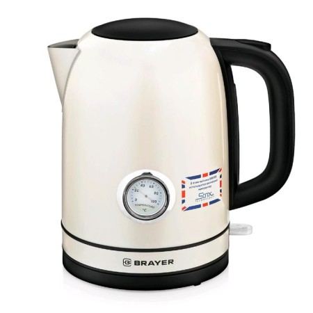 Electric kettle Brayer BR1005YE, Metal, 1.7 l, 2200 W, thermometer, beige