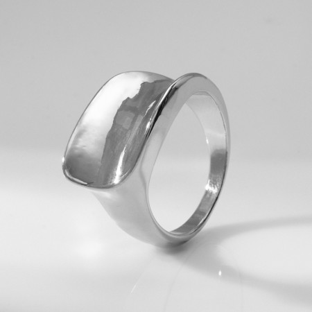 Ring Metal "Trend" Bent rectangle, color silver, size 17-2