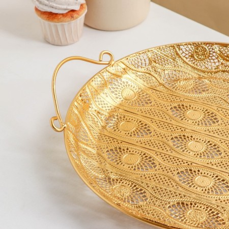 Renaissance tray, 35 × 30.5 × 3.5 cm, gold color-1