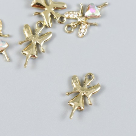 Decor for creativity metal, rhinestones "Girl-Angel" gold 1.2x2 cm-1