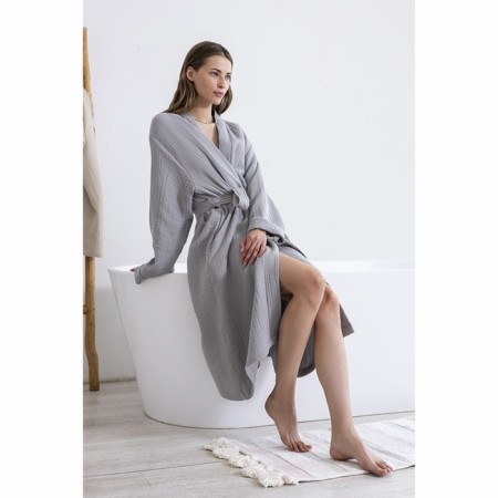 Essential robe, multilayer muslin, size m, color gray color-3