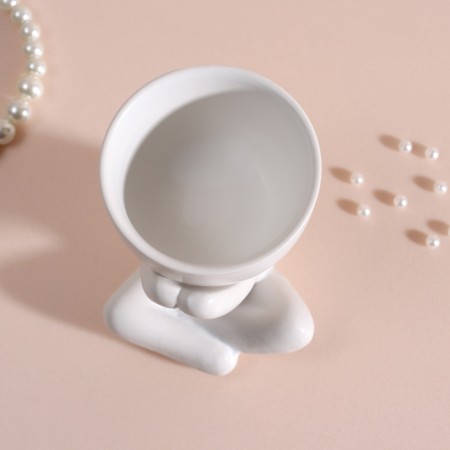 Interior subject "Mr. Green" A lover of silence 9.8*6.7*8 White ceramics-5