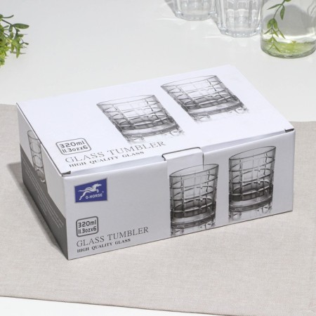 A set of low glasses "Quadro", glass, d = 8.5 cm, h = 9.5 cm, 320 ml, 6 pcs-3