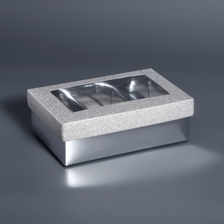 Box for 6 sweets silver glitter, 12 x 8.5 x 4 cm. Confectionery packaging-1